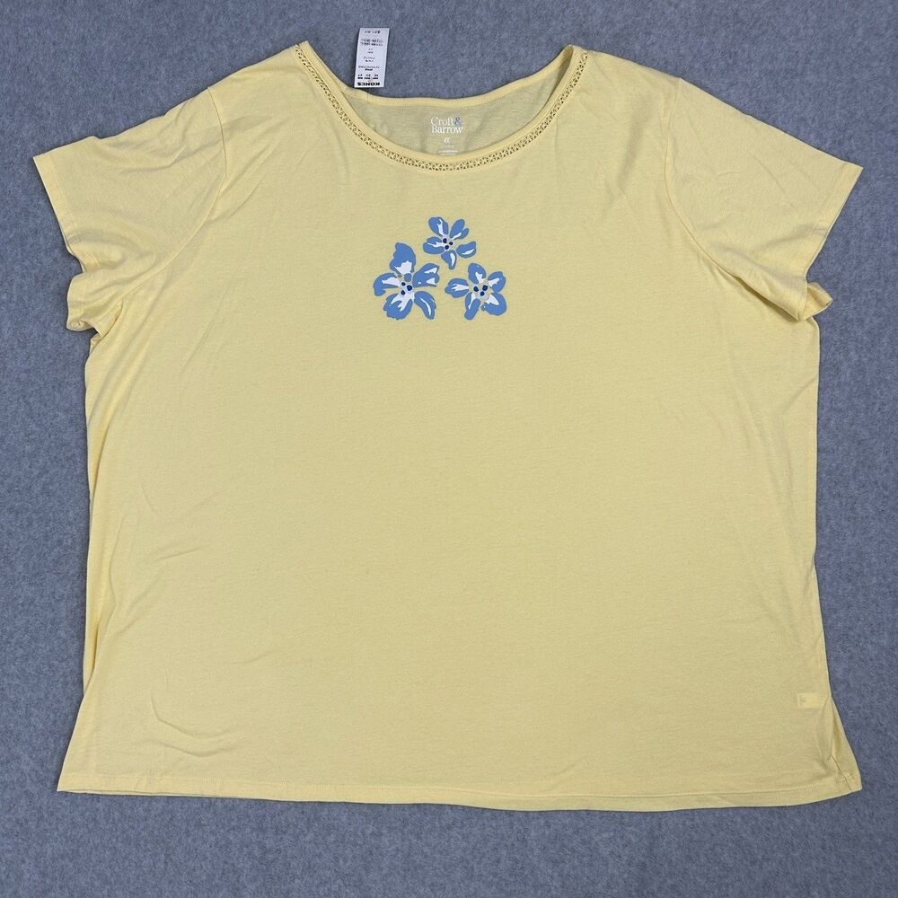 New Croft & Borrow Women’s Size 4X Yellow Short Sleeves Sleepwear Pajama Top